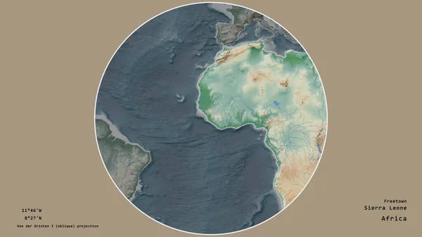 Área Sierra Leona Centró Círculo Que Rodea Continente Sobre Fondo — Foto de Stock