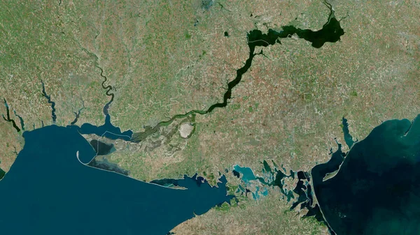 Kherson, Ukrayna bölgesi. Uydu görüntüleri. Ülke alanına göre şekillendirilmiş. 3B görüntüleme
