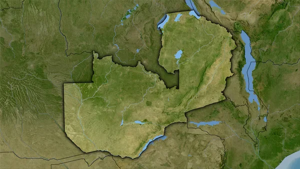 Zambia Área Satélite Mapa Proyección Estereográfica Composición Cruda Capas Trama — Foto de Stock