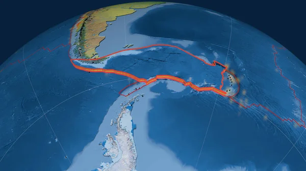 Skót Tektonikus Lemez Extrudálva Bolygón Természetes Föld Topográfiai Térkép Renderelés — Stock Fotó