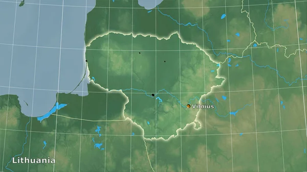 Área Lituânia Mapa Topográfico Relevo Projecção Estereográfica Composição Principal — Fotografia de Stock