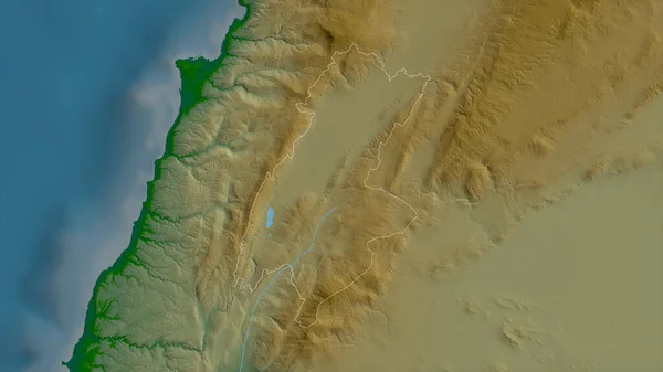 Bekaa Libanons Guvernör Färgade Skuggdata Med Sjöar Och Floder Form — Stockfoto