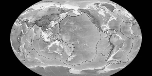 Světová Mapa Projekci Kavraisky Vii Soustředila 170 Západní Délky Výšková — Stock fotografie