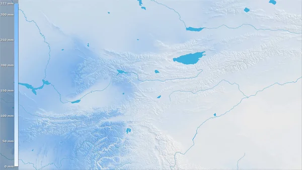 Precipitation Coldest Quarter Kyrgyzstan Area Stereographic Projection Legend Raw Composition — Stock Photo, Image