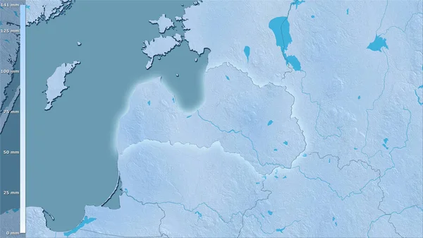 Осадки Самого Сухого Квартала Территории Латвии Стереографической Проекции Легендой Сырой — стоковое фото