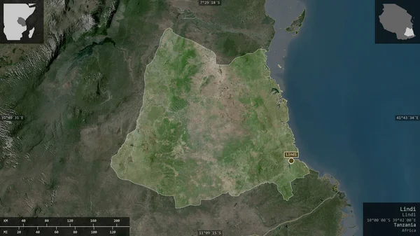 Lindi Regio Tanzania Satellietbeelden Vorm Gepresenteerd Tegen Zijn Landelijk Gebied — Stockfoto