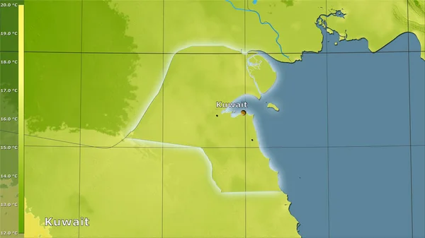 Temperatura Média Quarto Mais Quente Dentro Área Kuwait Projeção Estereográfica — Fotografia de Stock