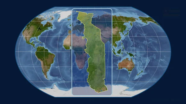 Zoomed View Togo Outline Perspective Lines Global Map Kavrayskiy Projection — Stock Photo, Image