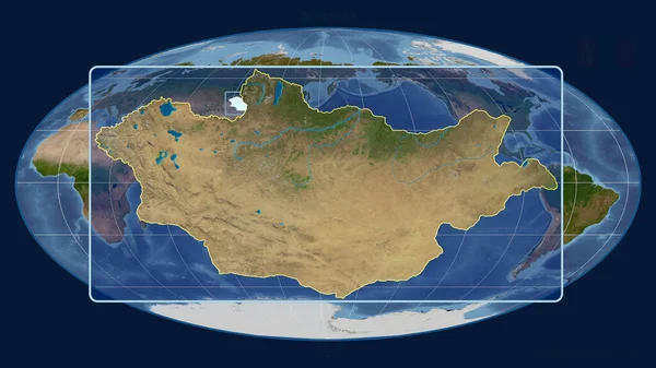 Mongóliára Való Tekintettel Mollweide Projekcióban Egy Globális Térképpel Szemben Vázolt — Stock Fotó