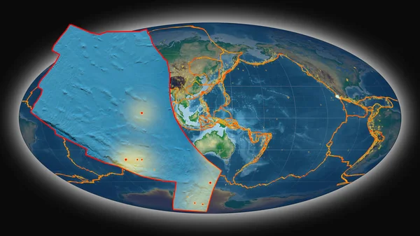 Płyta Tektoniczna Rivera Wytłaczana Prezentowana Globalnej Mapie Fizycznej Koloru Projekcji — Zdjęcie stockowe