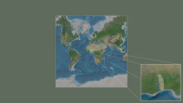 Розширена Збільшена Площа Отримана Масштабної Карти Світу Провідними Лініями Єднують — стокове фото