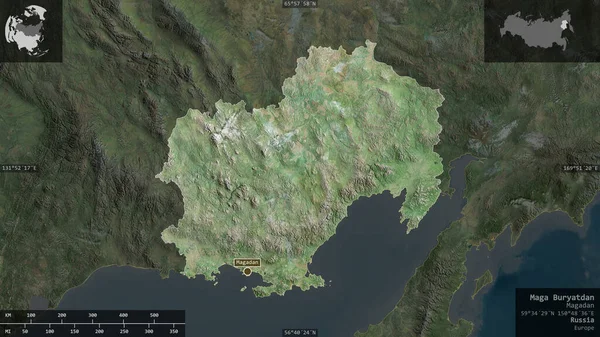 Мага Бурятдан Регіон Росії Супутникові Знімки Форма Представлена Проти Своєї — стокове фото