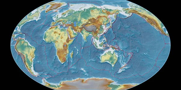 Carte Monde Dans Projection Winkel Tripel Centrée Sur Longitude Est — Photo