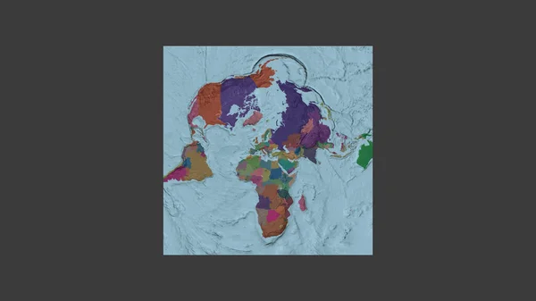 Квадратна Рама Великомасштабної Мапи Світу Непрямій Проекції Ван Дер Грінтен — стокове фото