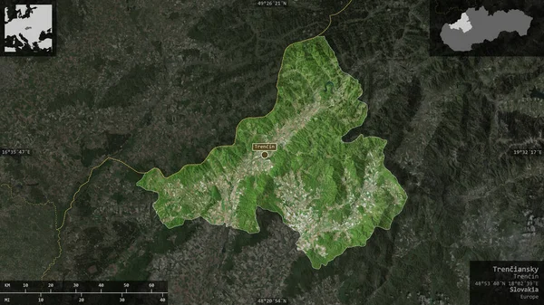 Trenciansky Region Slovakia Satellite Imagery Shape Presented Its Country Area — Stock Photo, Image