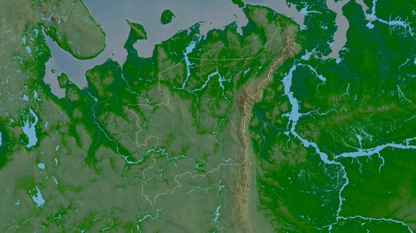 Komi Republic Russia Colored Shader Data Lakes Rivers Shape Outlined — Stock Photo, Image