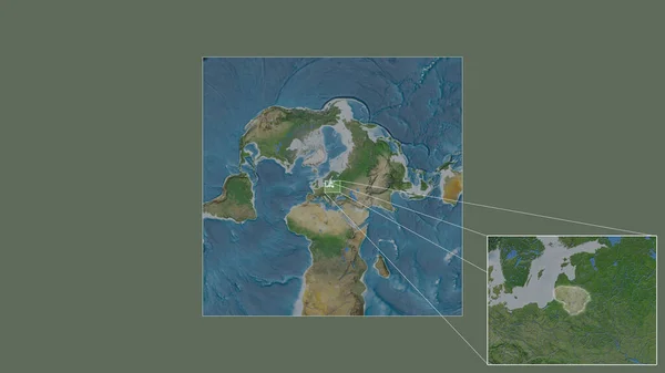 Rozšířená Zvětšená Oblast Litvy Vytěžené Rozsáhlé Mapy Světa Vedoucími Liniemi — Stock fotografie
