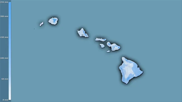 Neerslag Van Droogste Maand Verenigde Staten Hawaii Gebied Stereografische Projectie — Stockfoto