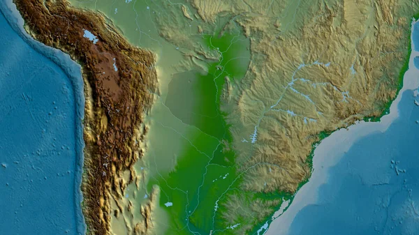 Paraguay Vergrößerte Und Vergrößerte Sich Die Wichtigsten Physikalischen Landschaftsmerkmale Rendering — Stockfoto