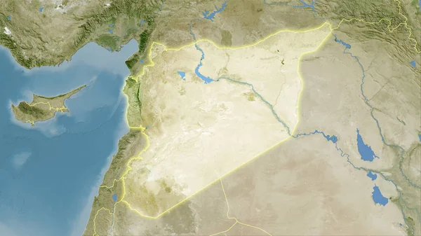 Syrië Gebied Satelliet Kaart Stereografische Projectie Rauwe Samenstelling Van Rasterlagen — Stockfoto