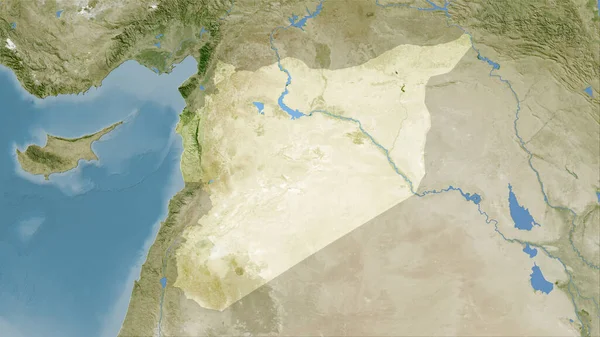 Syrienområdet Satellitkarta Den Stereografiska Projektionen Råa Sammansättningen Rasterskikt — Stockfoto