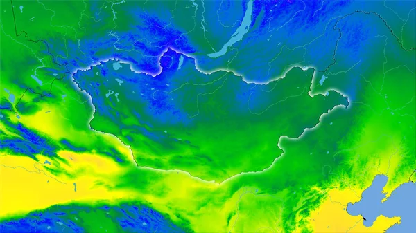 Área Mongolia Mapa Anual Temperatura Proyección Estereográfica Composición Cruda Capas — Foto de Stock
