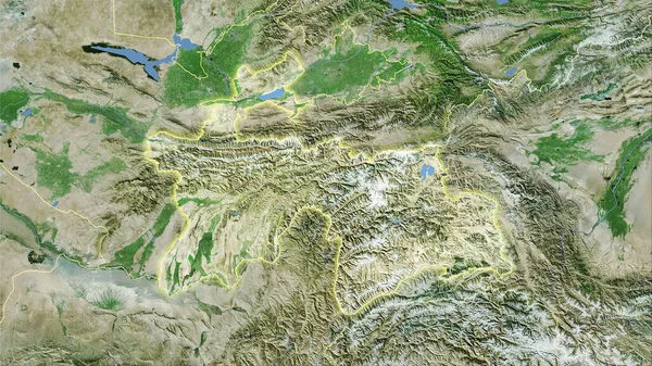 Tadzjikistan Område Satellit Kartan Stereografisk Projektion Sammansättning Raster Lager Med — Stockfoto