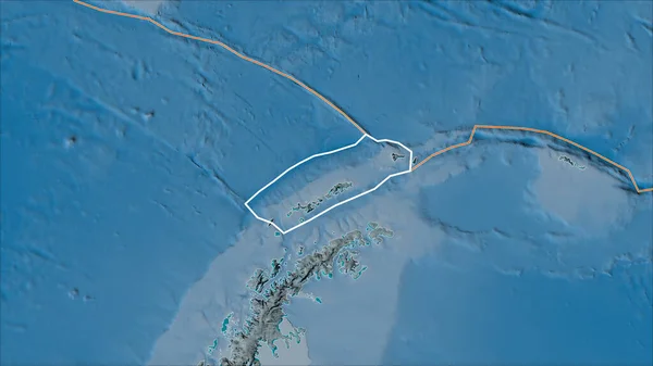 Placa Tectônica Shetland Delimitada Bordas Placas Adjacentes Mapa Topográfico Projeção — Fotografia de Stock