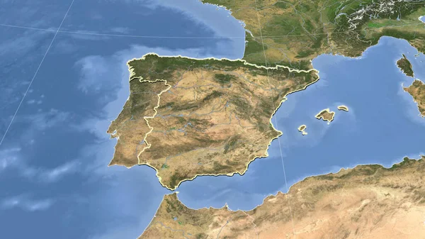 Espanha Seu Bairro Perspectiva Oblíqua Distinta Forma Delineada Imagens Satélite — Fotografia de Stock