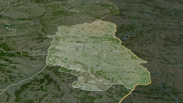 波兰的卢布林省有所扩大和突出 卫星图像 3D渲染 — 图库照片
