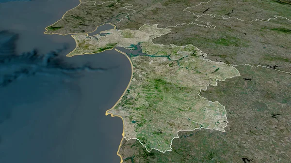 Bosättningsdistriktet Portugal Zoomade Och Belystes Satellitbilder Rendering — Stockfoto