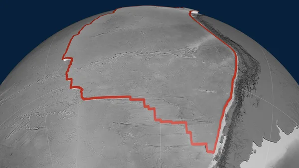 Placa Tectónica Nazca Extruida Globo Mapa Elevación Escala Grises Renderizado —  Fotos de Stock