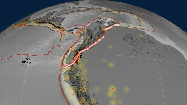 Tektonische Platte Der Nördlichen Anden Die Auf Dem Globus Extrudiert — Stockfoto