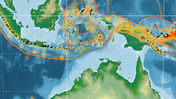 Timor Tektoniska Plattan Beskrivs Den Globala Färgen Fysisk Karta Kavrayskiy — Stockfoto