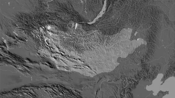 Obszar Mongolii Dwupoziomowej Mapie Elewacji Projekcji Stereograficznej Surowa Kompozycja Warstw — Zdjęcie stockowe