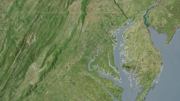 Maryland État Des États Unis Imagerie Satellite Forme Tracée Contre — Photo