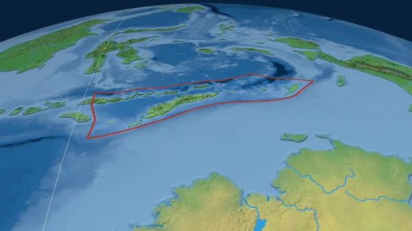 东帝汶板块在地球上的轮廓 自然地球地形图 3D渲染 — 图库照片