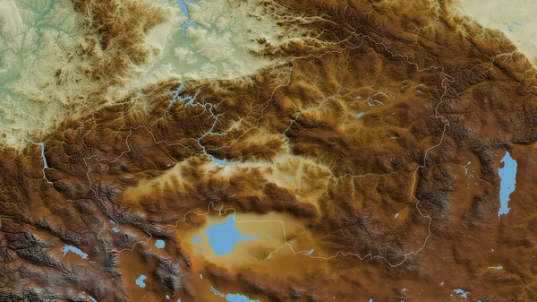 ロシアのトゥヴァ共和国 湖や川と色の救済 形状は その国の領域に対して概説 3Dレンダリング — ストック写真