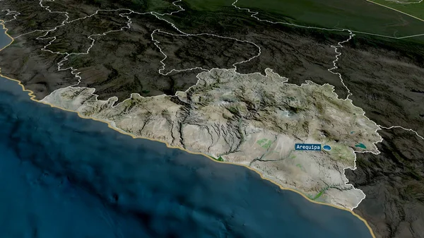 Arequipa Regionen Peru Zoomas Och Betonas Med Kapital Satellitbilder Rendering — Stockfoto