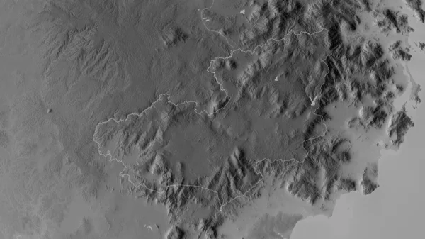 Lam Dong Provinsen Vietnam Grayscaled Karta Med Sjöar Och Floder — Stockfoto