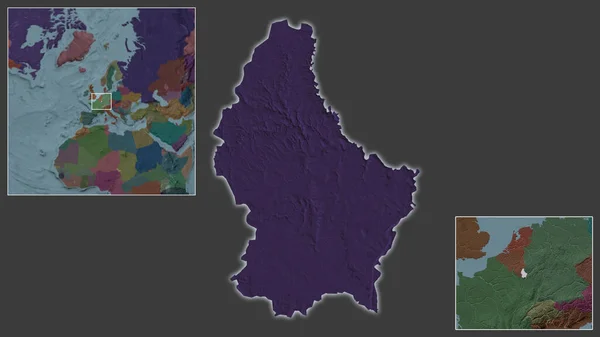 Крупный План Люксембурга Расположение Регионе Центре Крупномасштабной Карты Мира Цветная — стоковое фото