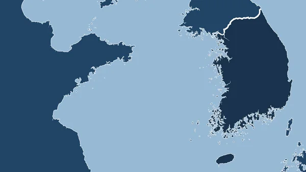 Южная Корея Крупный План Страны Очертаний Формы Маска Суши Океана — стоковое фото
