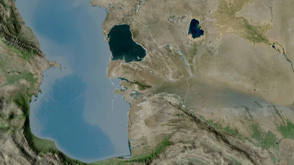 Balkan Province Turkmenistan Satellite Imagery Shape Outlined Its Country Area — Stock Photo, Image
