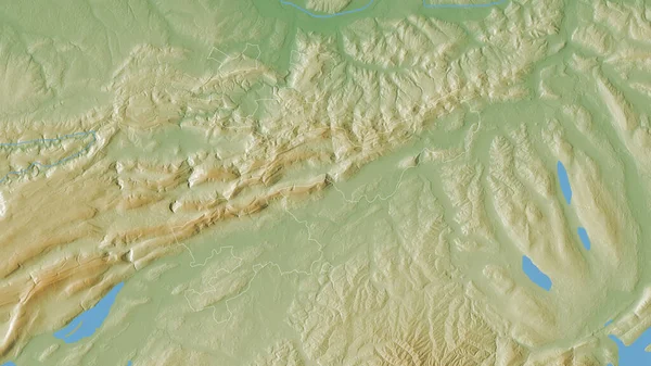 Solothurn 瑞士州 湖泊和河流的彩色阴影数据 形状与它的国家相对应 3D渲染 — 图库照片
