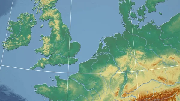 Nizozemsko Sousedství Vzdálená Perspektiva Bez Obrysu Mapa Topografického Reliéfu — Stock fotografie
