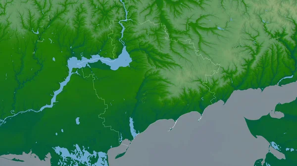 Zaporizhzhya Regionen Ukraina Färgade Skuggdata Med Sjöar Och Floder Form — Stockfoto