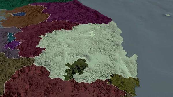 Gyeongsangbuk-do - province of South Korea zoomed and highlighted. Colored and bumped map of the administrative division. 3D rendering