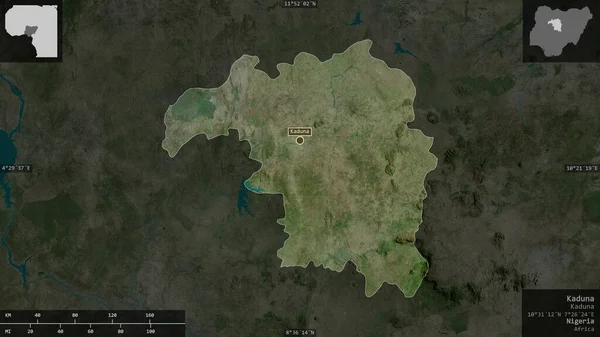 Kaduna État Nigeria Imagerie Satellite Forme Présentée Contre Zone Pays — Photo