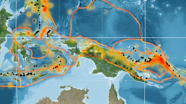 Placa Tectónica Maoke Esbozada Las Imágenes Satelitales Globales Proyección Mollweide —  Fotos de Stock