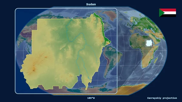 Vista Ampliada Del Esquema Sudán Con Líneas Perspectiva Contra Mapa — Foto de Stock